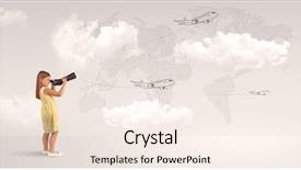  Presentation with airplane - Amazing presentation theme having looking through spyglass to airplane backdrop and a  colored foreground