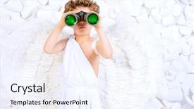  Presentation with angel - Colorful presentation enhanced with looking through the binoculars cupid backdrop and a sky blue colored foreground