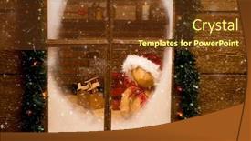  Presentation with north pole - Slide deck with looking-through-the-frosty-window background and a tawny brown colored foreground