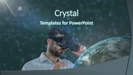  Presentation with green planet - Theme having 3d planet against green background and a ocean colored foreground