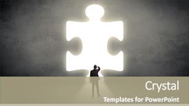  Presentation with last piece of puzzle - PPT theme consisting of looking to a big puzzle background and a mint green colored foreground