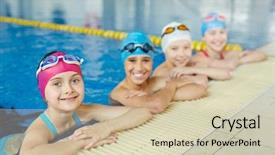  Presentation with school kids - Presentation theme consisting of looking to camera at border background and a soft green colored foreground