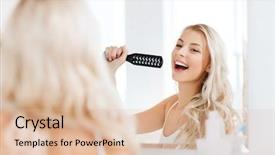  Presentation with hair care - Amazing PPT layouts having looking to mirror and sing backdrop and a lemonade colored foreground