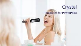  Presentation with hair brush - Colorful PPT layouts enhanced with looking to mirror and sing backdrop and a sky blue colored foreground