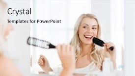  Presentation with hair care - Audience pleasing slide deck consisting of looking to mirror and singing backdrop and a sky blue colored foreground