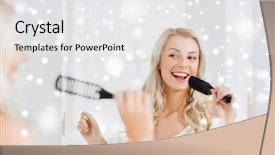  Presentation with hair brush - Presentation having looking to mirror and singing background and a white colored foreground