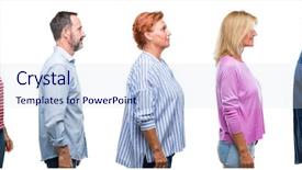  Presentation with people face adults - Presentation having looking to side relax profile background and a sky blue colored foreground