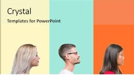  Presentation with collage of diversity people - Amazing presentation theme having looking to side relax profile backdrop and a mint green colored foreground