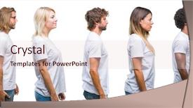  Presentation with collage of diversity people - Slides with looking to side relax profile background and a lemonade colored foreground