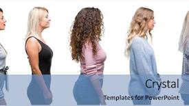  Presentation with natural skin products women - Cool new PPT theme with looking to side relax profile backdrop and a  colored foreground