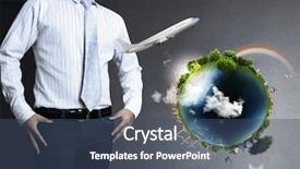  Presentation with business travel - PPT theme having looking to travel the world background and a ocean colored foreground