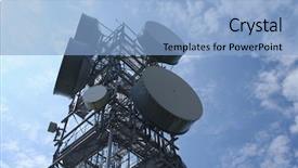  Presentation with communication tower - Presentation theme featuring looking up at communication tower background and a light blue colored foreground