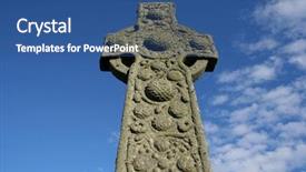  Presentation with celtic cross - Colorful presentation theme enhanced with looking up celtic cross near backdrop and a ocean colored foreground