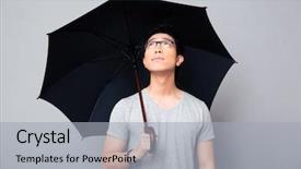  Presentation with asian nurse helps a man - Cool new presentation design with looking up over gray backgorund backdrop and a light gray colored foreground