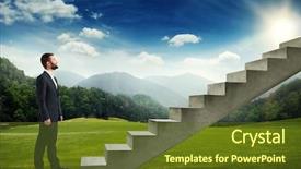  Presentation with meadow - Presentation having looking up to the stairs background and a tawny brown colored foreground