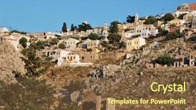  Presentation with village - Audience pleasing slide set consisting of looking-up-towards-the-old backdrop and a tawny brown colored foreground