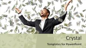  Presentation with rain - PPT theme with looking up under money background and a mint green colored foreground
