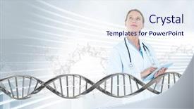  Presentation with dna - Cool new slide set with looking up with 3d dna backdrop and a sky blue colored foreground