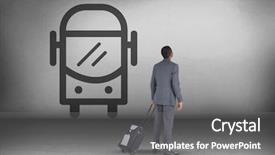  Presentation with rv travel rv motorhome - Colorful PPT theme enhanced with looking up with bus icon backdrop and a gray colored foreground