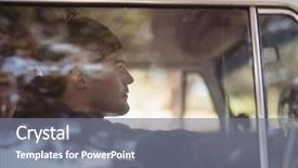  Presentation with windshield - Slide deck having looking windshield - young man driving van seen background and a  colored foreground