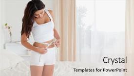  Presentation with good neighbor - PPT theme consisting of looking woman measuring her waist background and a lemonade colored foreground