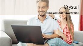  Presentation with laptop screen frame - Cool new presentation theme with looks on laptop screen fee backdrop and a soft green colored foreground