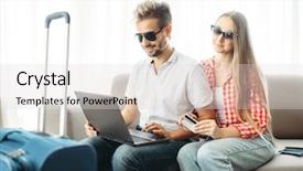  Presentation with laptop screen frame - PPT theme enhanced with looks on laptop screen fee background and a  colored foreground