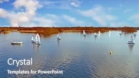  Presentation with sailing - PPT theme consisting of loosdrechtse plassen in the netherlands background and a ocean colored foreground