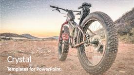  Presentation with mountain bike - PPT theme consisting of loose gravel - big hole wash background and a coral colored foreground