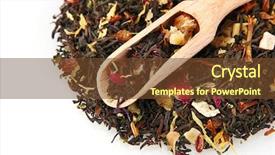  Presentation with dry fruits - PPT theme having loose leaf - aromatic black dry tea background and a tawny brown colored foreground