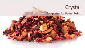  Presentation with dry fruits - Theme consisting of loose leaf - aromatic dry tea with fruits background and a lemonade colored foreground