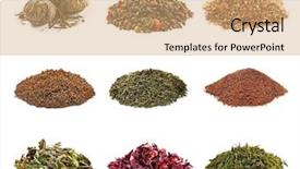  Presentation with dry - Theme having loose leaf - assortment of dry tea isolated background and a coral colored foreground