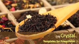  Presentation with dry - Presentation theme featuring loose leaf - assortment of dry tea background and a  colored foreground