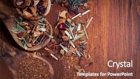  Presentation with dry - Slide deck enhanced with loose leaf - assortment of dry tea background and a  colored foreground