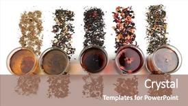  Presentation with loose leaf tea - Cool new slide deck with loose leaf - assortment of tea isolated backdrop and a coral colored foreground