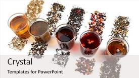  Presentation with loose leaf tea - Amazing PPT theme having loose leaf - assortment of tea isolated backdrop and a light gray colored foreground