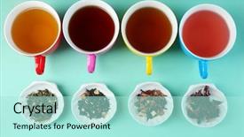  Presentation with tea - PPT theme featuring loose leaf - assortment of tea on color background and a arctic colored foreground