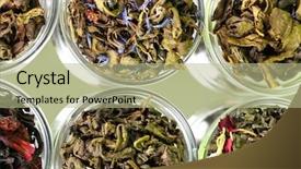  Presentation with tea collection - Cool new slides with loose leaf - collection of green and black backdrop and a  colored foreground