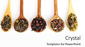  Presentation with loose leaf tea - PPT theme with loose leaf - different kinds of green background and a white colored foreground