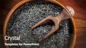  Presentation with green tea - PPT theme having loose leaf - dry green tea background and a  colored foreground
