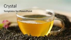  Presentation with loose leaf tea - Audience pleasing presentation theme consisting of loose leaf - glass cup of green tea backdrop and a  colored foreground