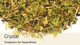  Presentation with loose leaf tea - PPT theme featuring loose leaf - green tea background and a yellow colored foreground