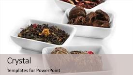  Presentation with tea variety - Amazing slide deck having loose leaf - variety of tea leaves isolated backdrop and a light gray colored foreground