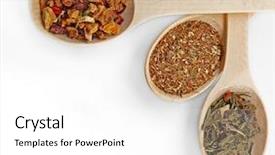  Presentation with tea variety - Amazing presentation design having loose leaf - variety of tea leaves backdrop and a white colored foreground
