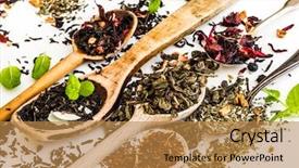  Presentation with loose leaf tea - Audience pleasing presentation theme consisting of loose leaf - virious kinds of tea backdrop and a gold colored foreground