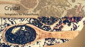  Presentation with loose leaf tea - Amazing PPT theme having loose leaf - virious kinds of tea backdrop and a coral colored foreground