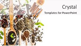  Presentation with loose leaf tea - Slides enhanced with loose leaf - virious kinds of tea background and a white colored foreground