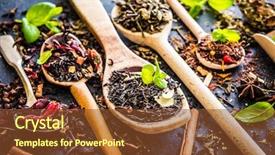  Presentation with loose leaf tea - Presentation theme consisting of loose leaf - virious kinds of tea background and a tawny brown colored foreground