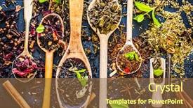  Presentation with loose leaf tea - Cool new PPT theme with loose leaf - virious kinds of tea backdrop and a tawny brown colored foreground