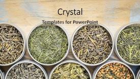  Presentation with loose leaf tea - Colorful slide set enhanced with loose leaf teas in tin backdrop and a lemonade colored foreground